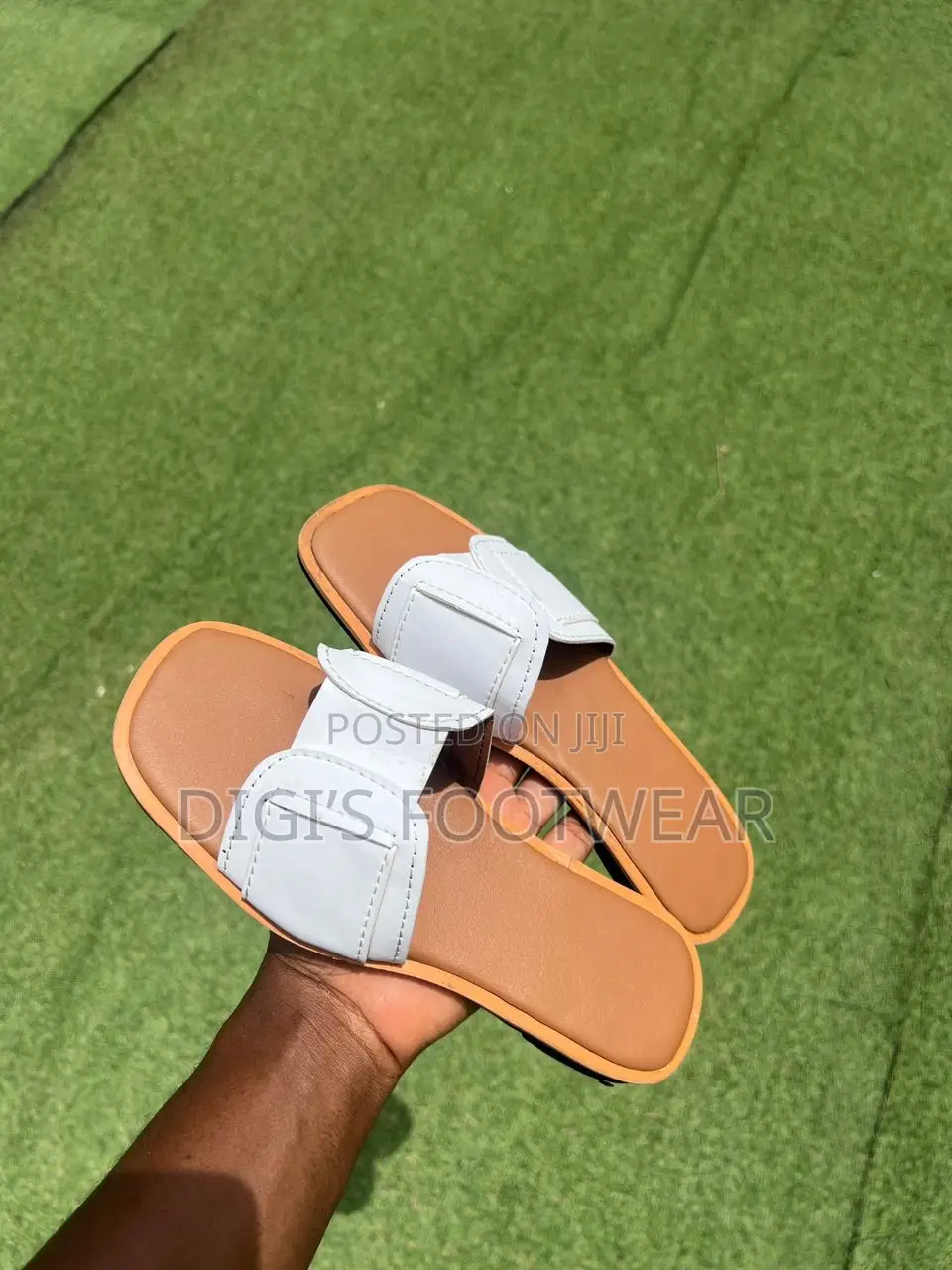 White Leather Adiepena Ladies Slippers