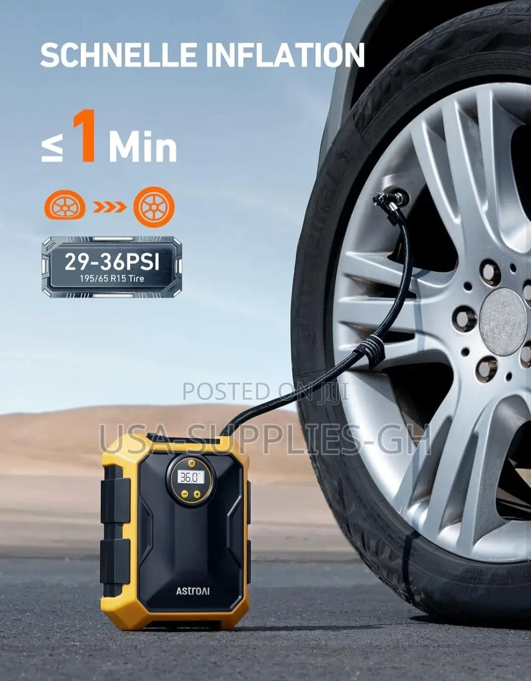 Astroai Tire/Tyre Inflator Air Pump 12v Dc for Cars From Usa