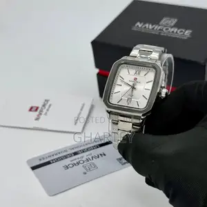 Photo - Luxury Simple Square Face Dial Naviforce Watch - Silver