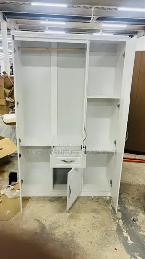 White 3doors Foreign Type Wooden Wardrobe