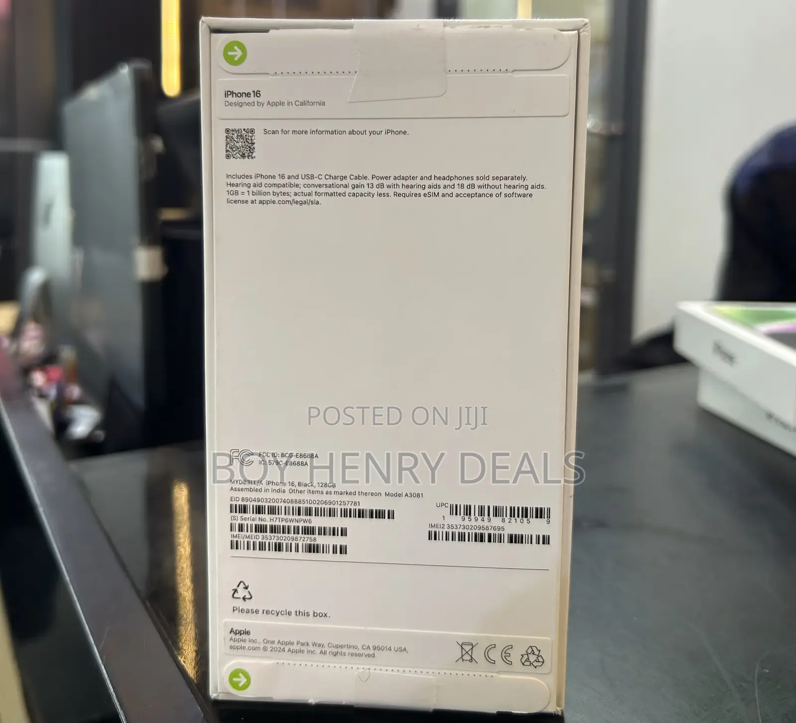 New Apple iPhone 16 128 GB Black