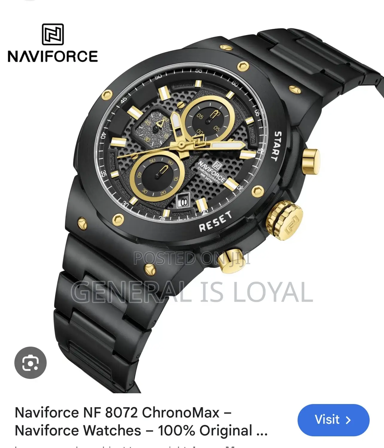 Solid Stainless Metal Chronograph Naviforce Watch