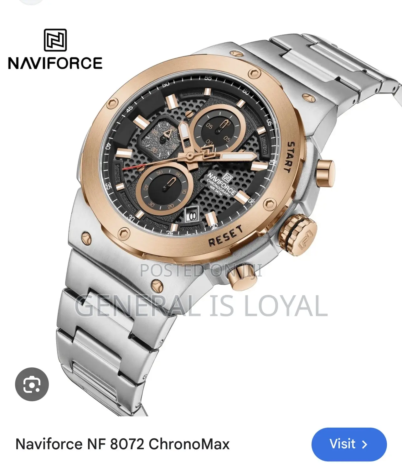 Solid Stainless Metal Chronograph Naviforce Watch