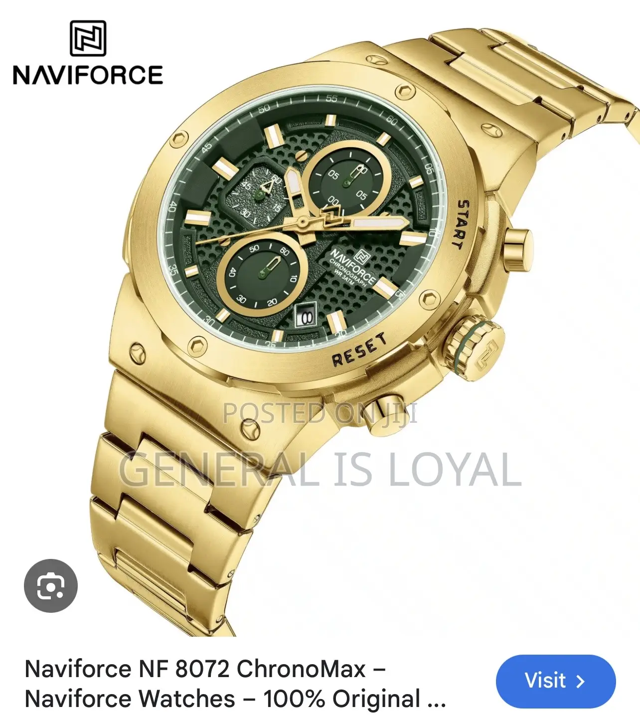 Solid Stainless Metal Chronograph Naviforce Watch