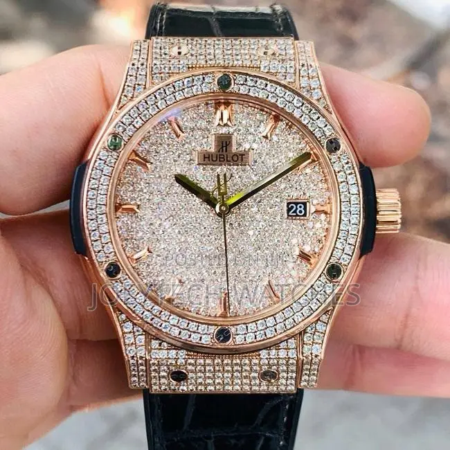Iced Hublot Timepiece ( Black Strap )