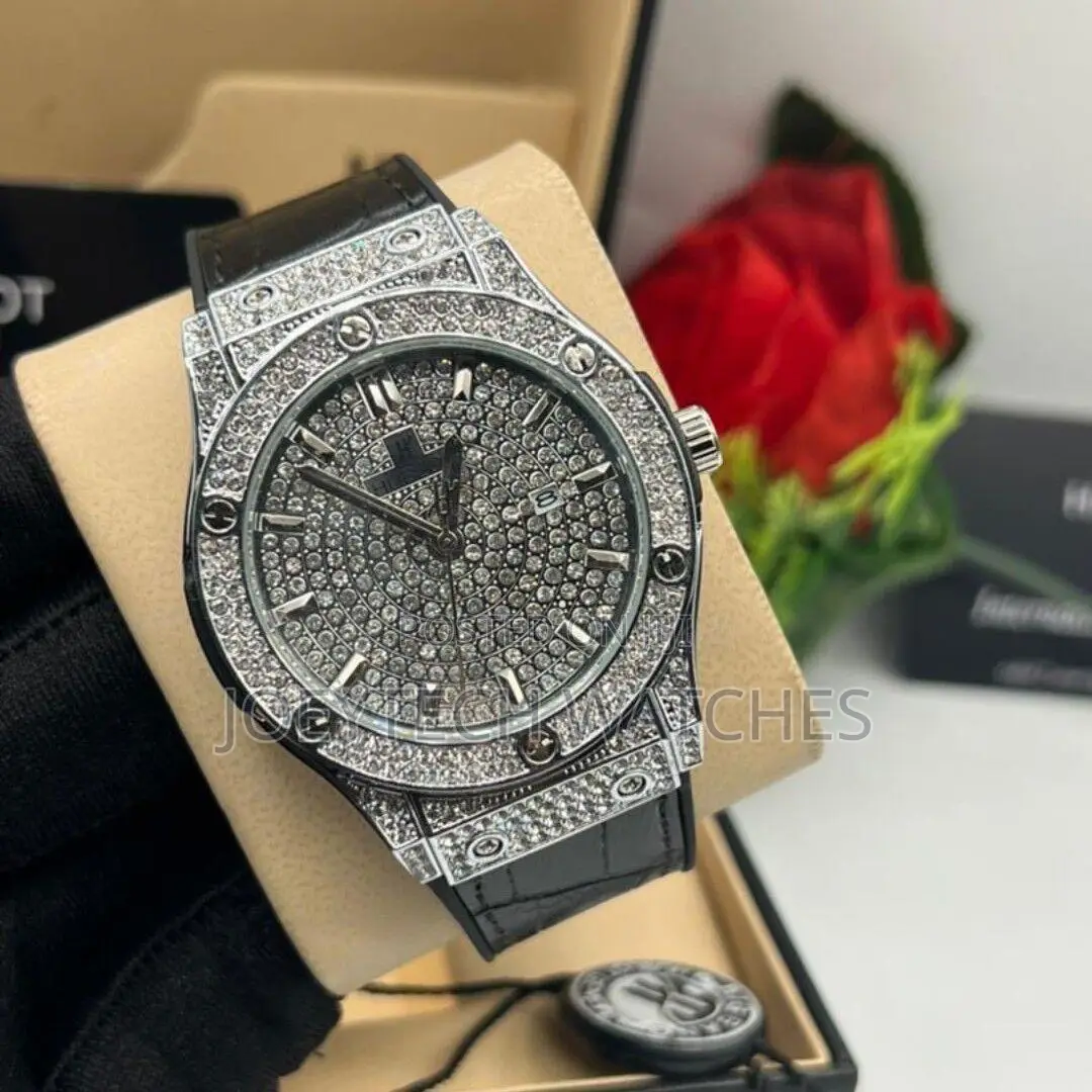 Iced Hublot Timepiece ( Black Strap )