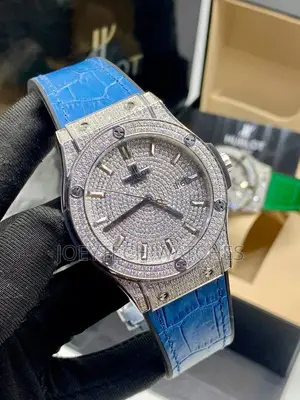 Iced Hublot Timepiece ( Blue Strap)