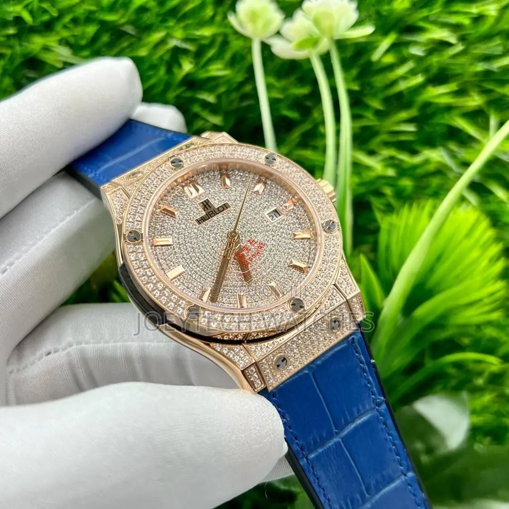 Iced Hublot Timepiece ( Blue Strap)