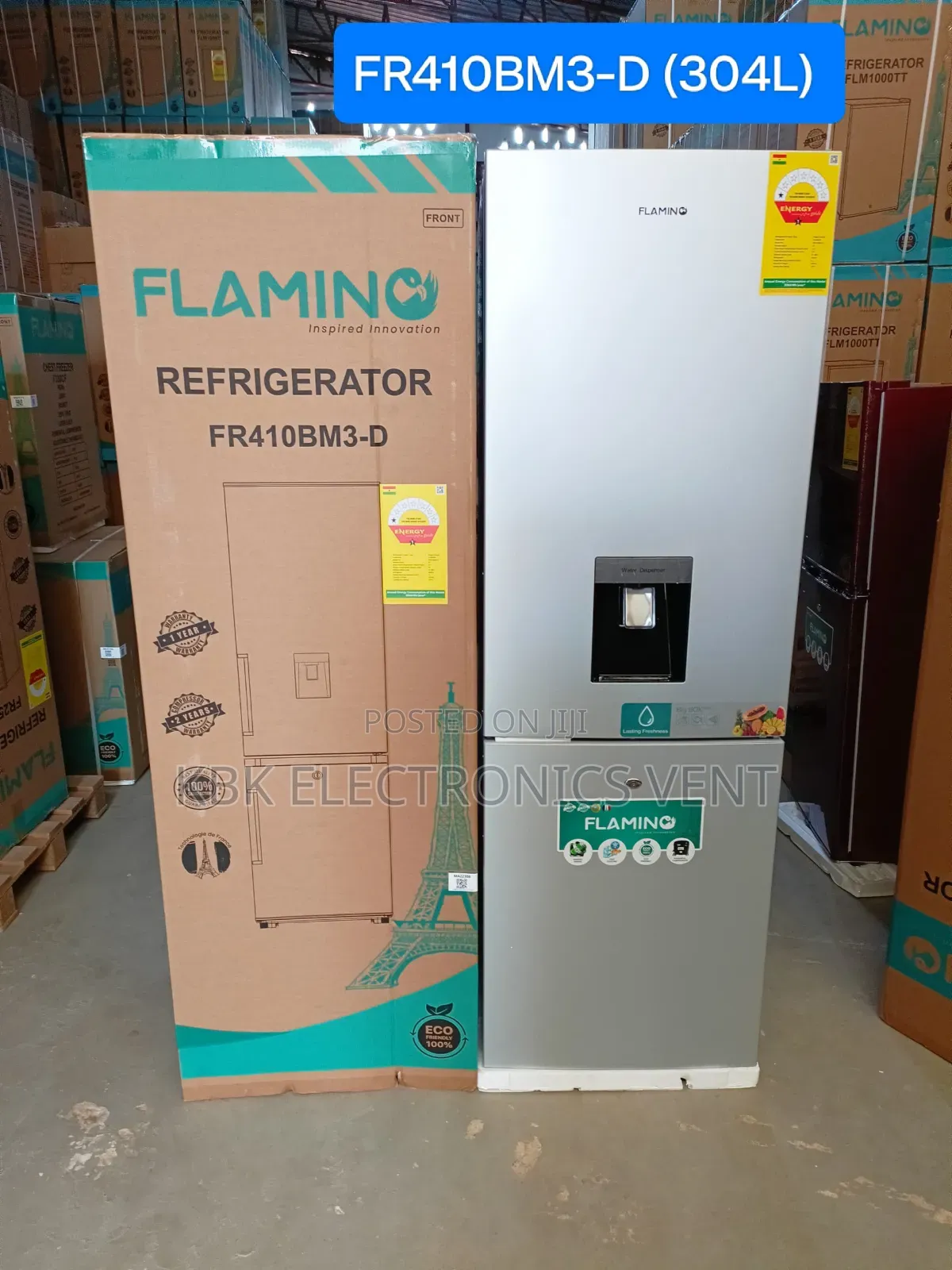 Flamino 305liter Double Door Fridge Water Dispenser