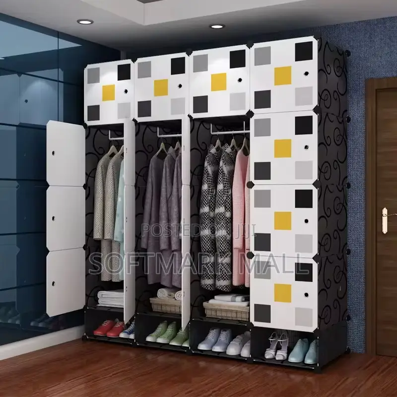 Beautiful 16 Cubes Plastic Wardrobe With Shoe Rack
