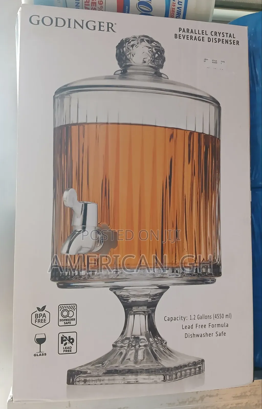 Godinger Parallel Crystal Beverage Dispenser, 4.55l