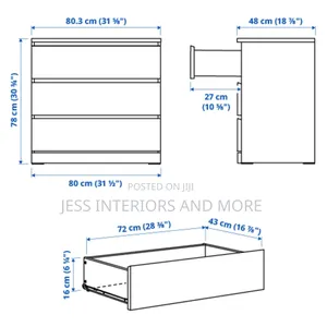 Dresser -Chest of 3 Drawers (White)