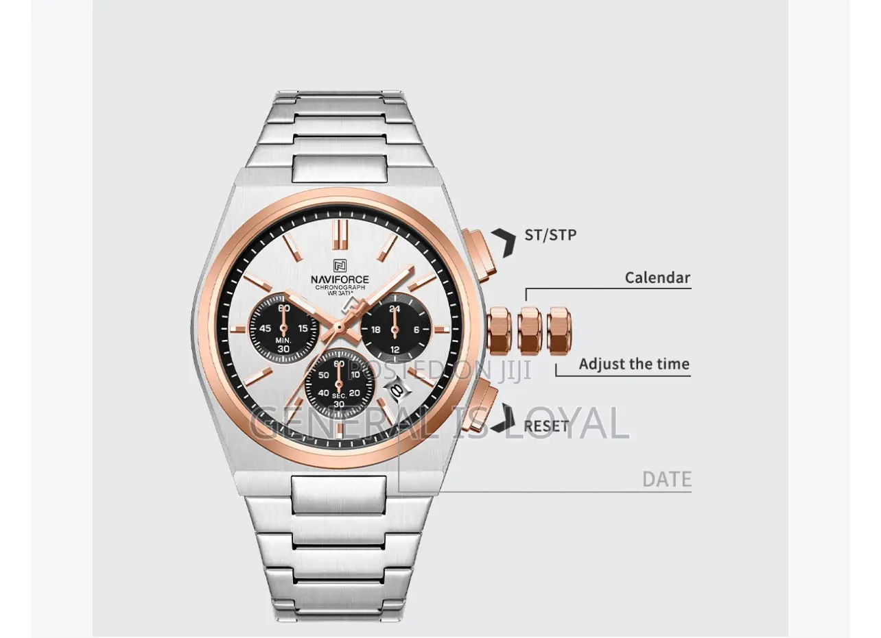 Naviforce 8048 Ch – Sliver Rose Gold Men Watch