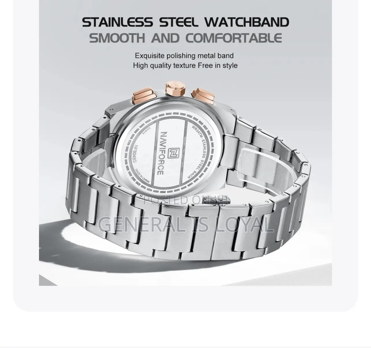 Naviforce 8048 Ch – Sliver Rose Gold Men Watch
