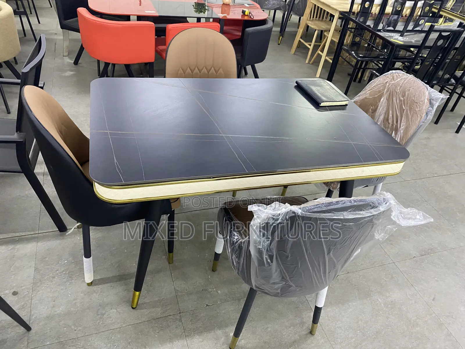 Marble Dining Sets With Leather Seats (4 Seater)
