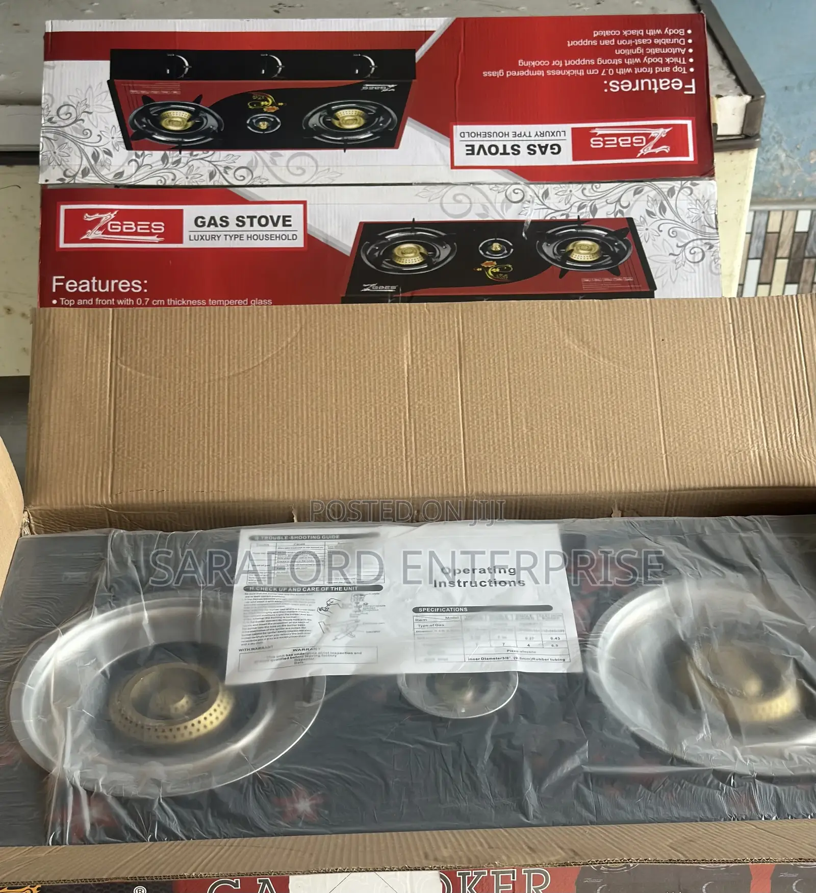 3 Burner Gas Stove(Glass Top)