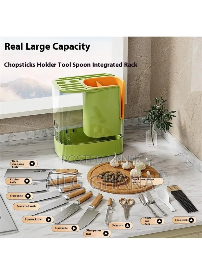 Rotating Knife Block Utensil Holder Countertop. Tvx25252