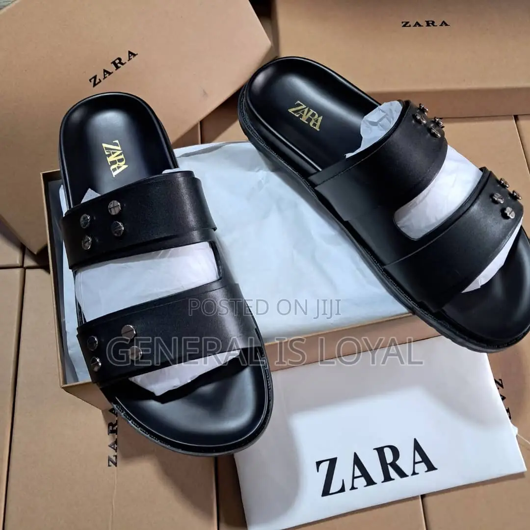 Zara Leather Mens Slippers