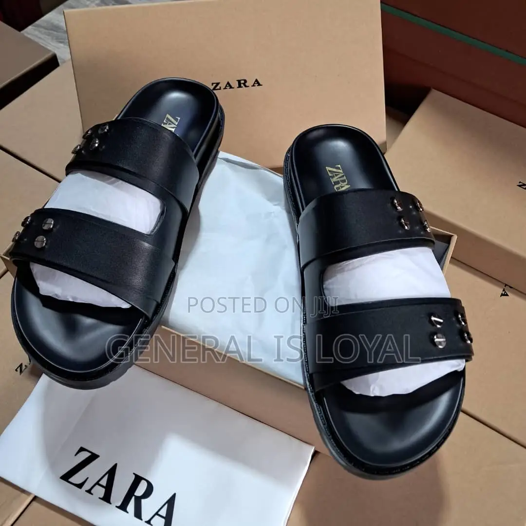 Zara Leather Mens Slippers