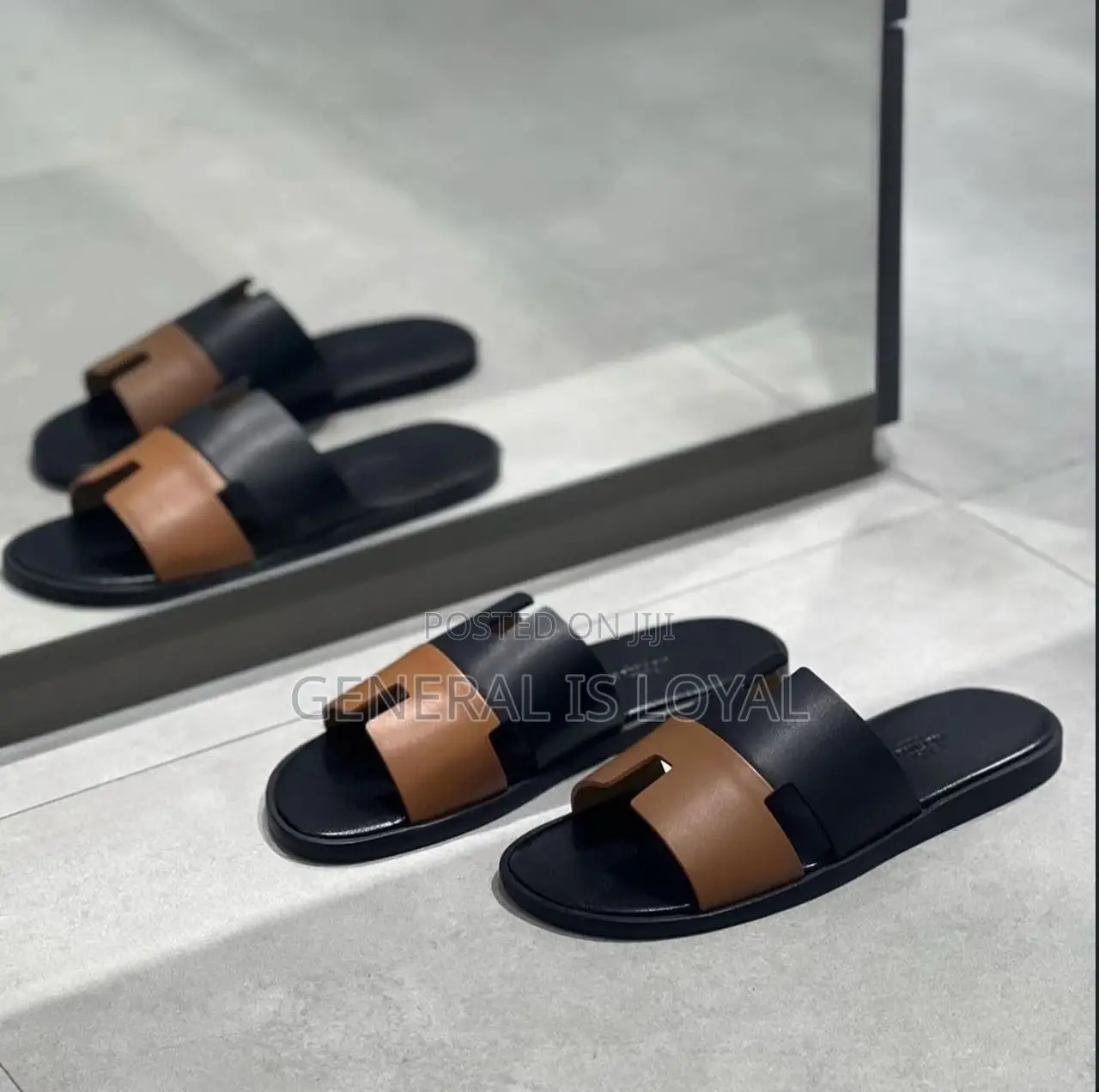 Hermes Black and Brown Men’S Slippers