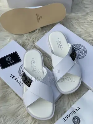 Versace White Slippers