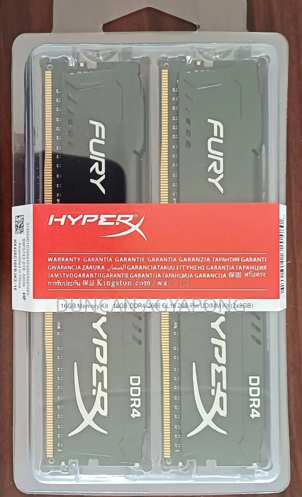 8gig-2666 Fury Hyperx Desktop Ram