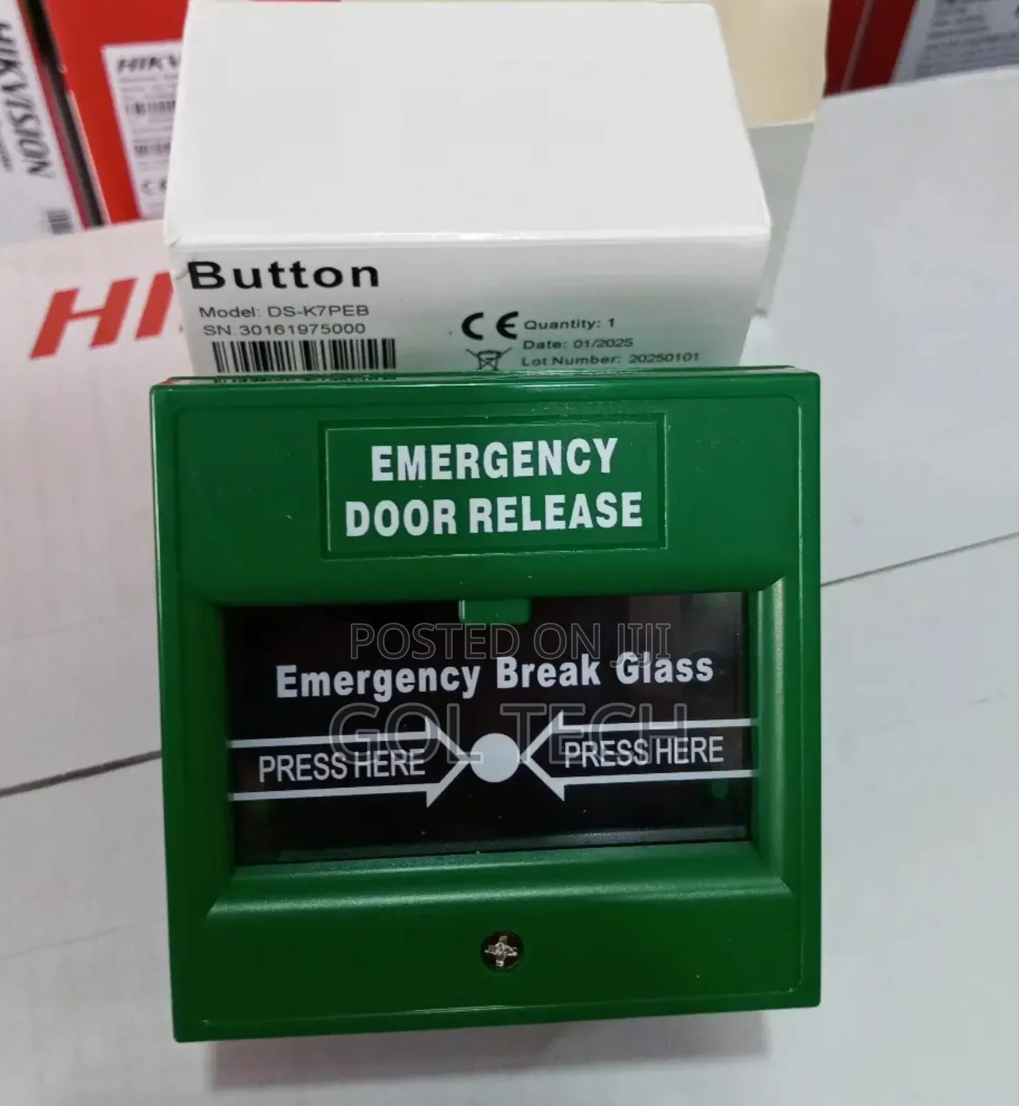 Hikvision Emergency Break Glass Door Release Ds-K7peb Green