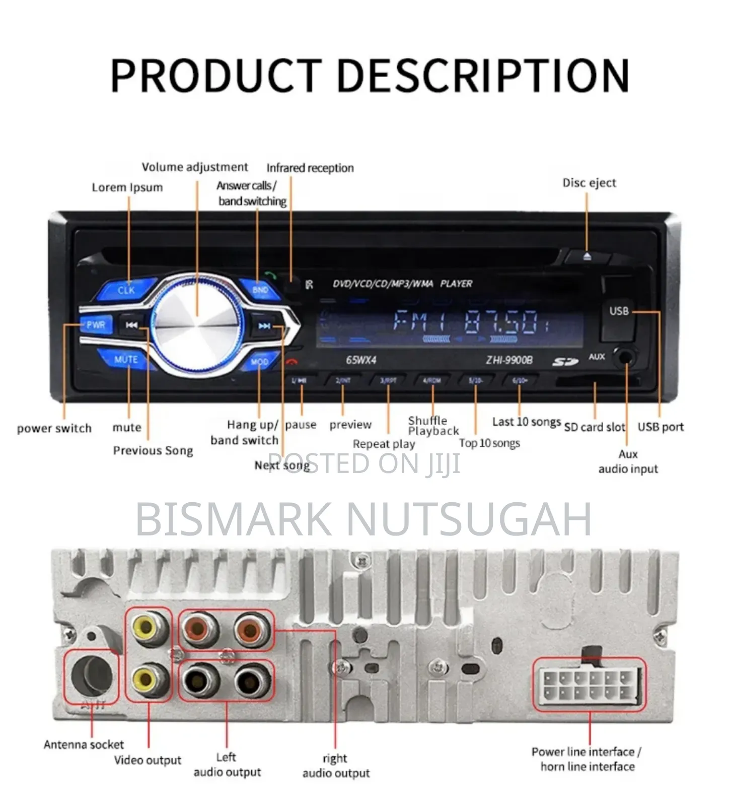 Car Dvd Cd Mp3 Audio Bluetooth Player