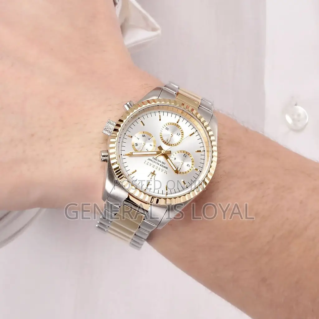 Maserati Men’S Competizione Silver Chronograph Dial Two Tone