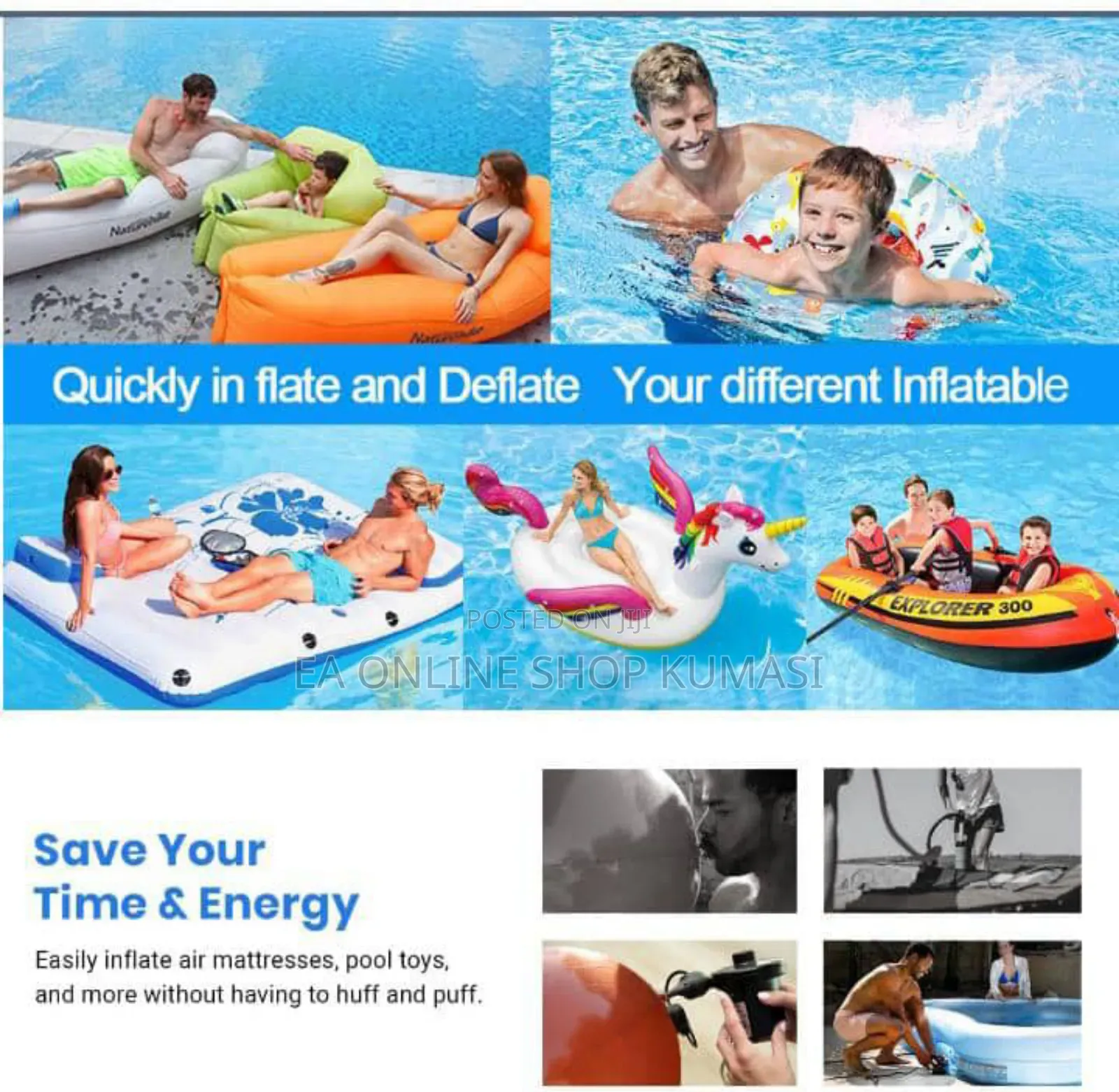 Electric Air Pump For Inflatables .Air Beds,Swim Ring, Pools