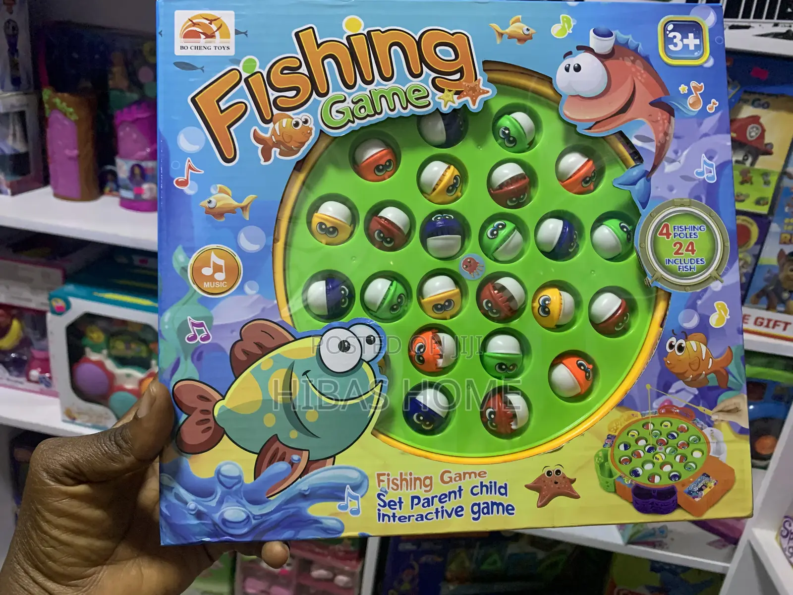 Kids Fishing Game 4 Fishing Poles 24 Fishe Battery Operated