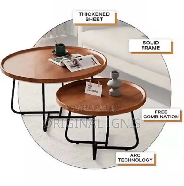 Center Table(Wooden Tabletop With Metal Frame)