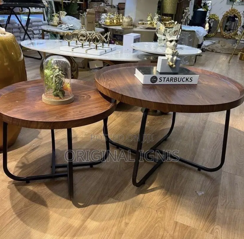 Center Table(Wooden Tabletop With Metal Frame)