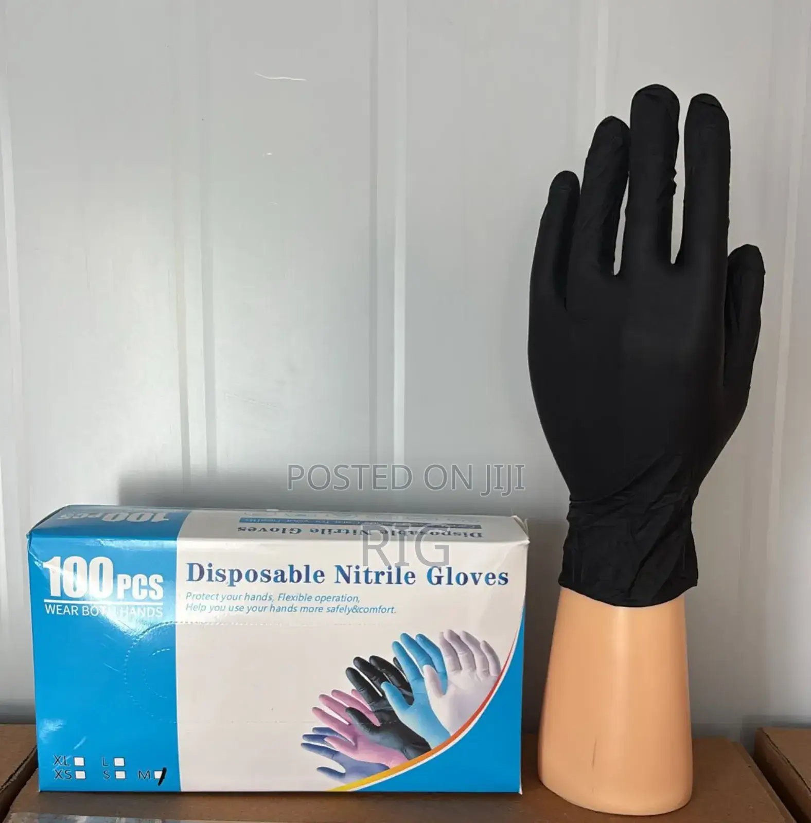 Blue and Black Disposable Nitrile Gloves