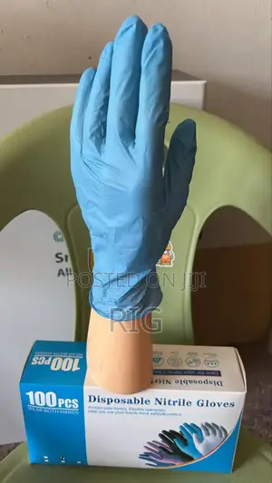 Blue and Black Disposable Nitrile Gloves
