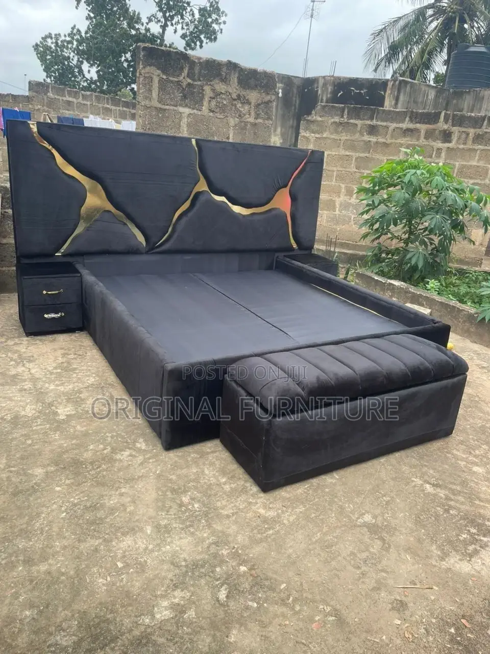 King of King Size Bed Frame Ottoman and Side Drawers