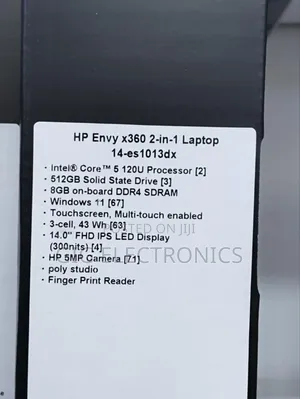 New Laptop HP Envy 14 8GB Intel Core I5 SSD 512GB