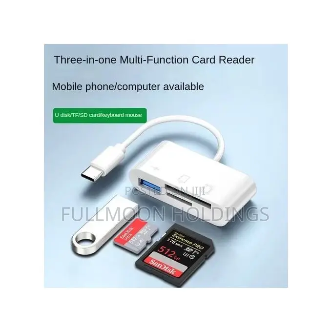 Usb 3.0 Type-C 3-in-1 Otg Card Reader for Phone and Computer