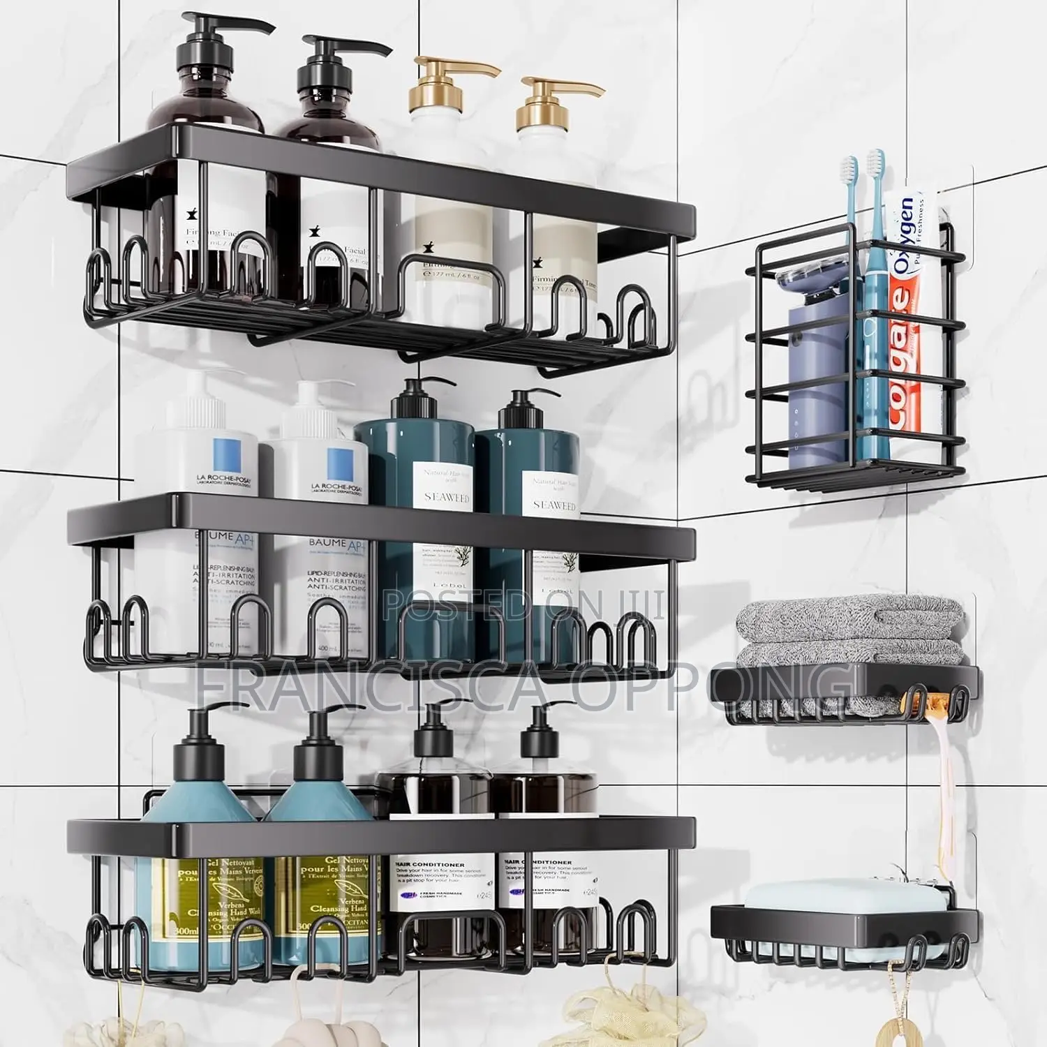 Adhesive 6packs Shower Caddy Organizer for Bathroom