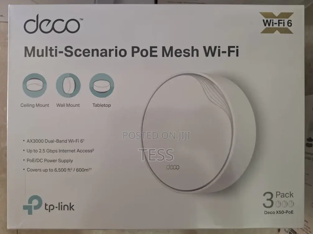 Tp-Link Deco X50-Poe Poe Mesh Wifi 6 Ceiling/Wall-Mountable