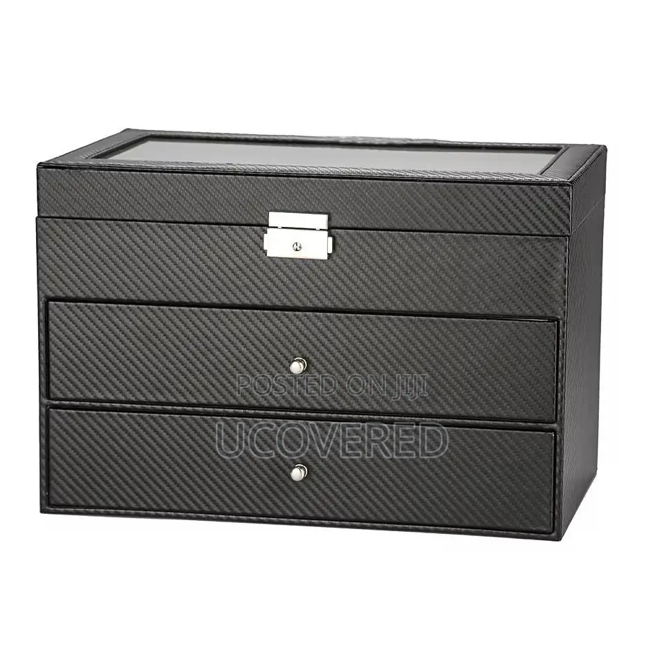 High End 12 Slot Watch Case for Men, With 2-Layer Jewelry
