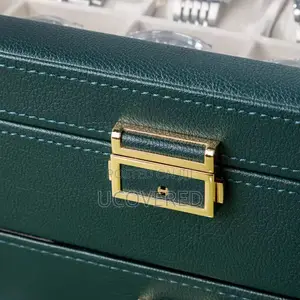 12 Slot Watch Case, With Jewelry Compartment, With Glass Lid