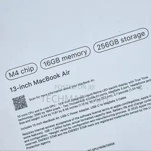 New Laptop Apple MacBook Air 2025 M4 16GB Apple M4 SSD 256GB