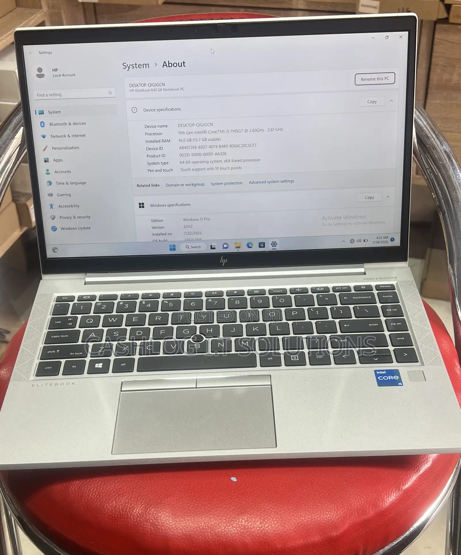 Laptop HP EliteBook 840 G8 16GB Intel Core i5 SSD 512GB