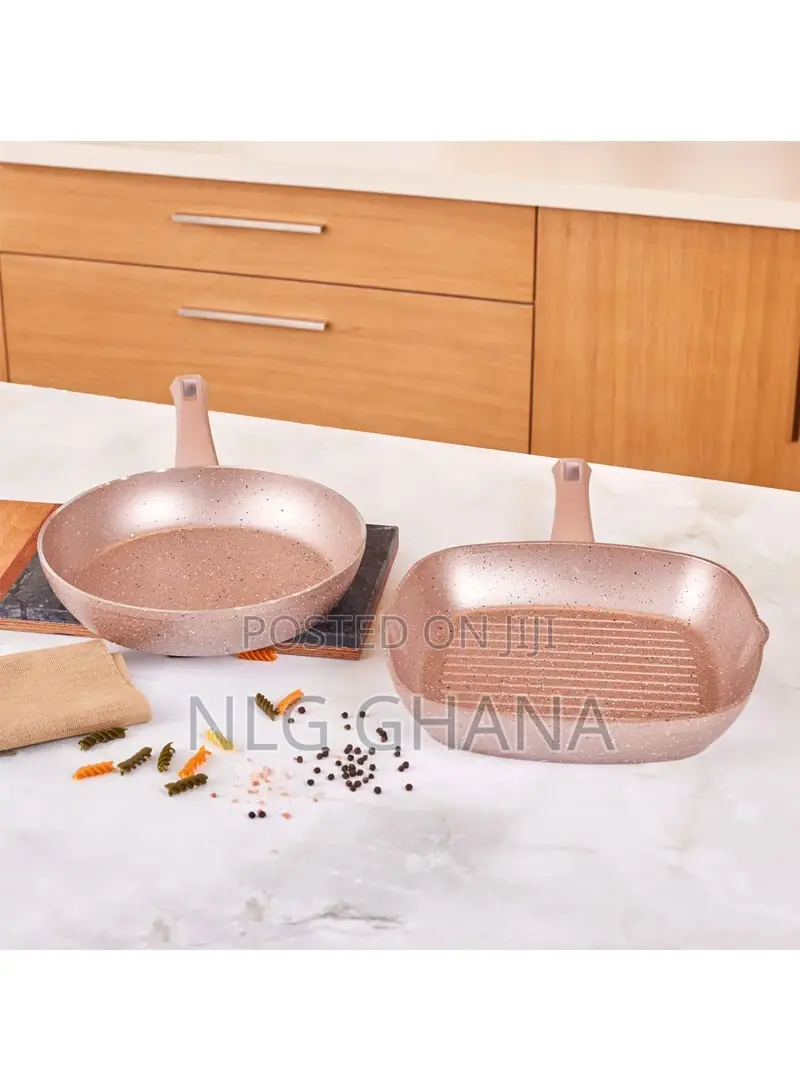 2 PCS Biogranit Frying Pan Grill Pan - Rosegold. Kar1591