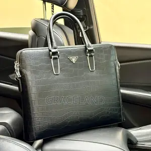 This Is Original Prada 14 Inche Real Pure Leather Briefcase