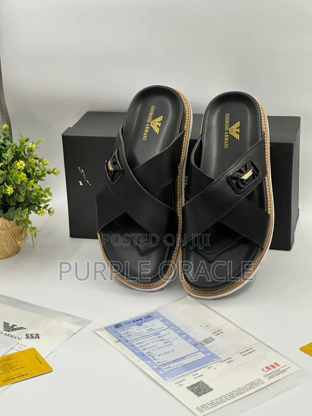 Luxurious Giorgio Armani Slides for Effortless Style.