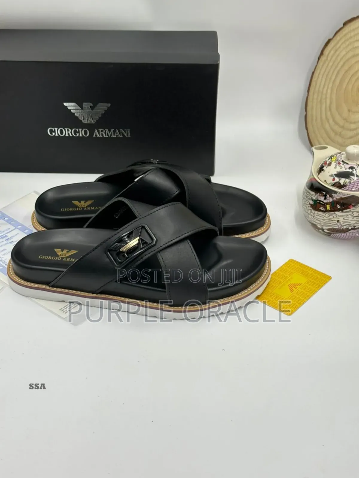 Luxurious Giorgio Armani Slides for Effortless Style.