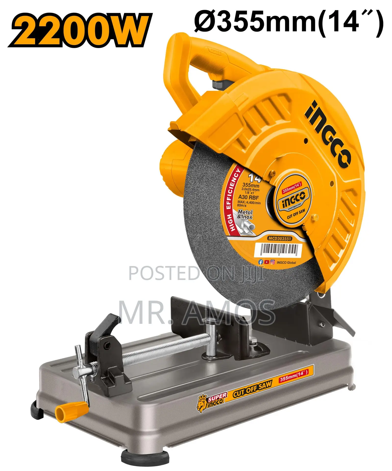 2200 Watt Cut-Off Saw With 1pcs 355mm Cutting Disc - Cos223558