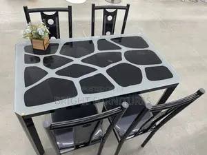 Dining Sets/ Four Seater Glass Dining Table With 4 Chairs